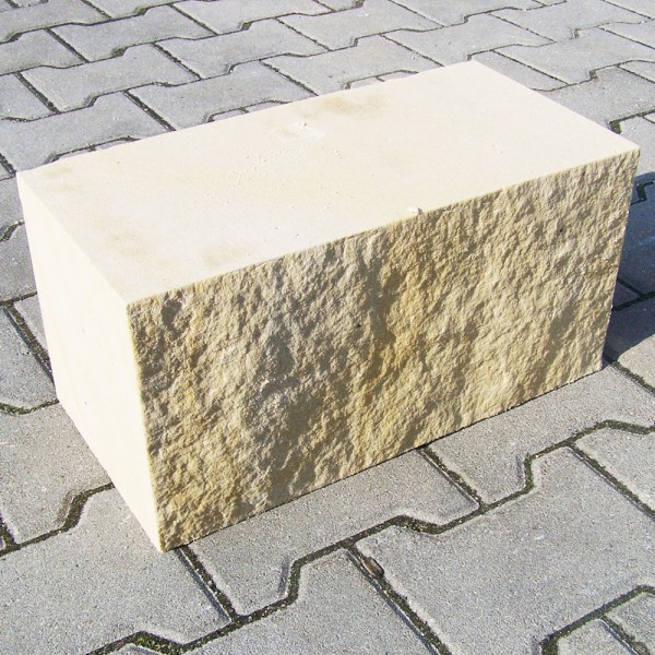Sandstein Mauerstein 20 x 20 x 40 cm - 4 Seiten gesägt - 1 Stück